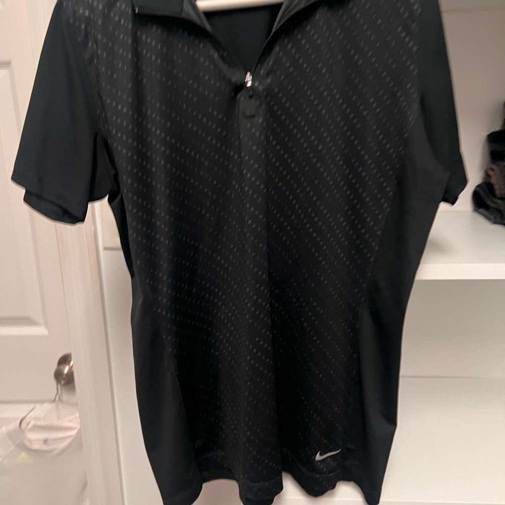 Nike Men's Black Patterned Polo Shirt